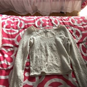 Cream lace printed crop top from Abercrombie